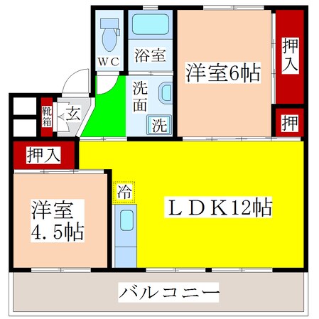 羽犬塚駅 徒歩51分 1階の物件間取画像